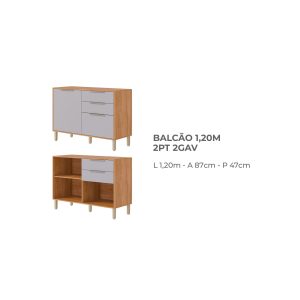 Balcão celest platina 1.20 2pts 2gav